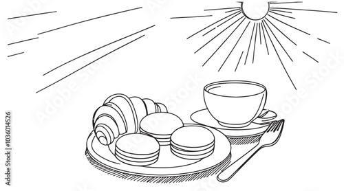 Vector illustration Set of breakfast Food, dessert sketch
