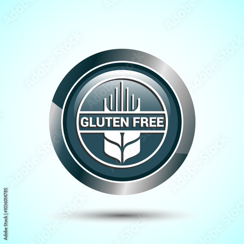 Gluten Free Icon Design Illustration, Non Gluten Food Sign For Apps And Websites, Gray Color Round Button Design