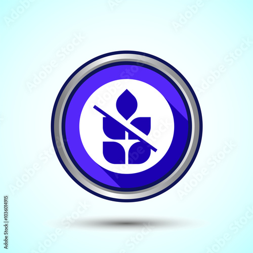 Gluten Free Icon Design Illustration, Non Gluten Food Sign For Apps And Websites, Blue Shadow Button Design