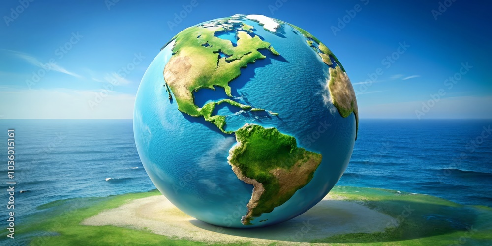 Naklejka premium The Fragile Egg of Earth A 3D Render of Our Planet, Earth Day, Global Warming, Sustainability