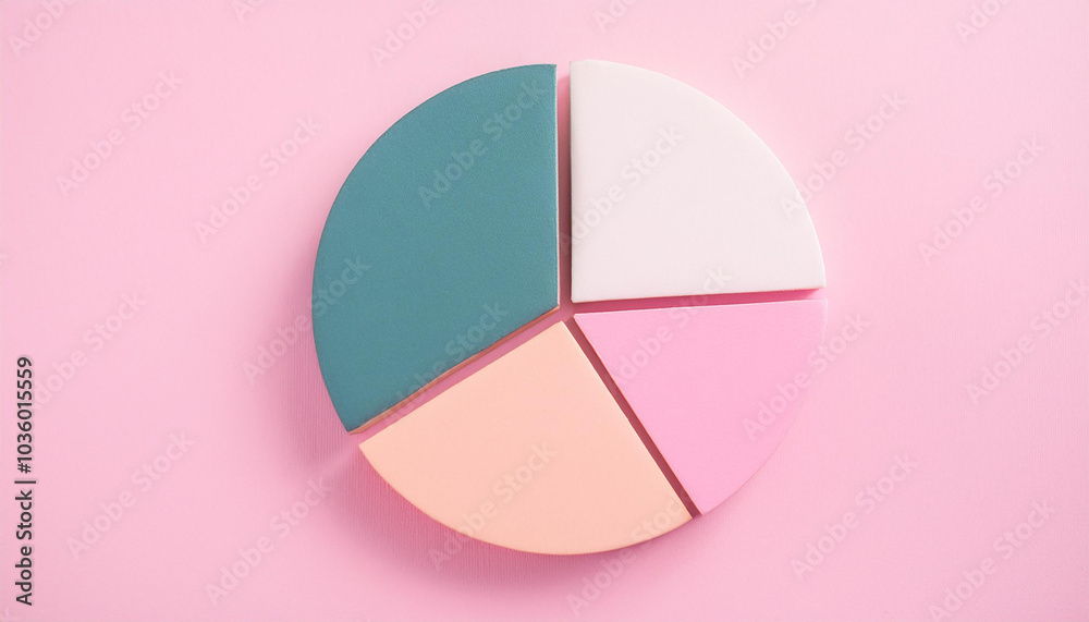 Fototapeta premium Top view pie chart with 5 segments, perfect for visual data representation and infographic use.