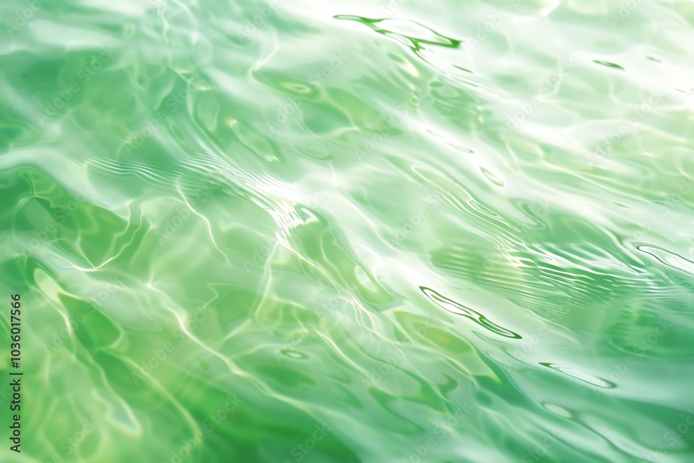 A serene view of tranquil green water rippling gently, reflecting light with soothing textures and depth.