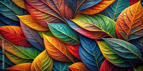 Wallpaper Mural Vibrant Autumn Leaves, Abstract Art, Digital Painting, Nature, Colors ,foliage ,fall Torontodigital.ca