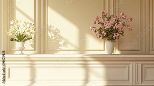 An exquisite reception area features vibrant flowers setting a welcoming ambiance