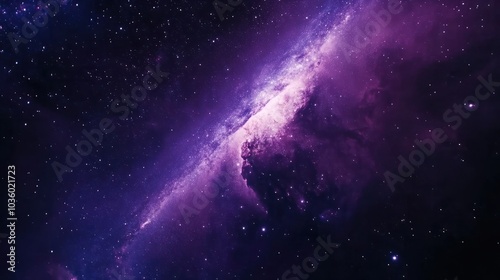 Purple space stars, view of star field at night, Milky way galaxy with stars and space dust in the universe