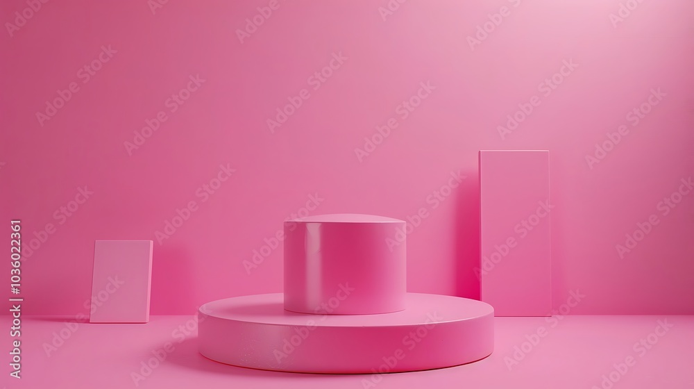 a pink podium with a circle on the wall a pink podium with a circle on the wall