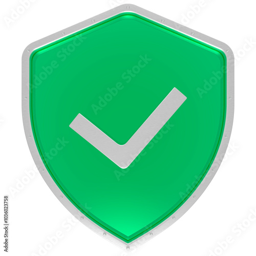 3d security approval green symbol isolated transparent background