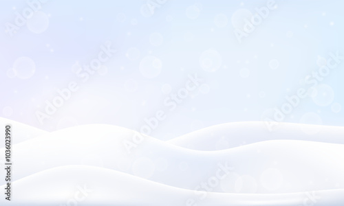 3d snow winter background. Vector pile on ground. Crystal drift floor landscape with ice hills. Pastel podium for winter sale. Snowflakes bokeh Christmas magic scene. Snowdrift background frame png