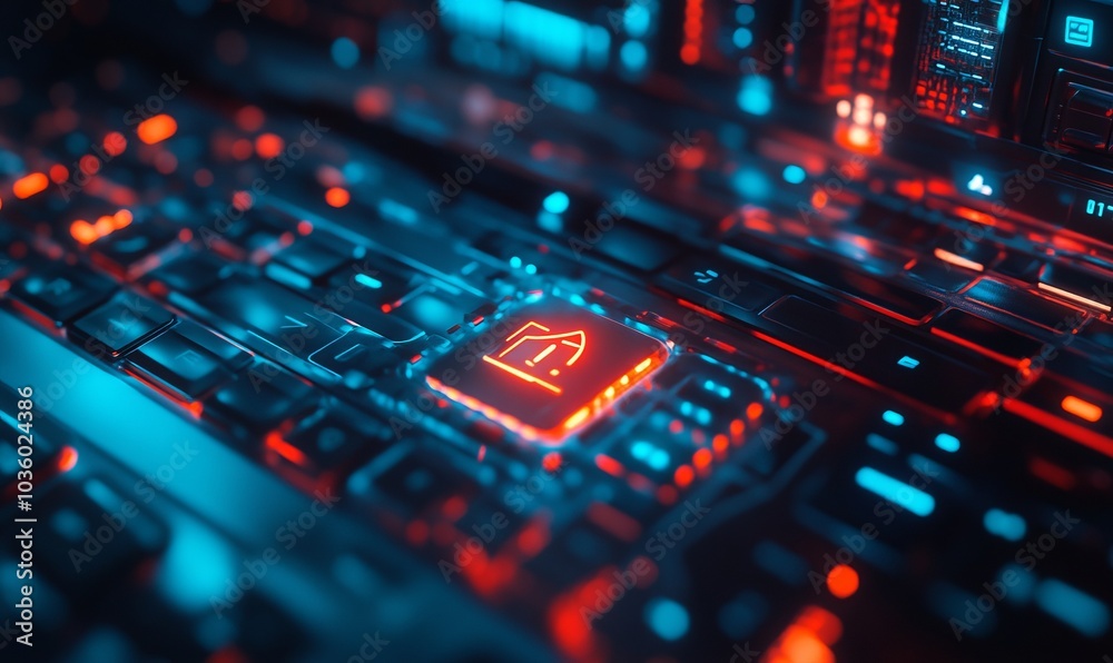 Obraz premium key on monitor screen, cybersecurity concept