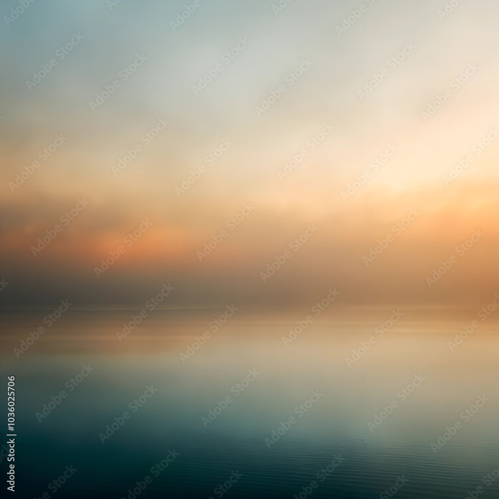 Obraz premium Gradient mist background with soft hues and tranquil water surface