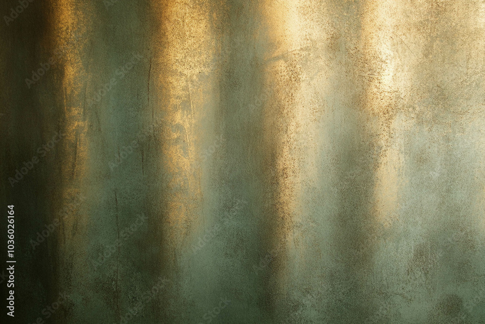 Obraz premium Textured Green and Gold Wall Background