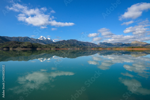 Beautiful lake with rocky mountains, forest and trees in background, Lake Between Forests And Mountain, Beautiful lake in mountains. reflection lake view. Mountain lake landscape, jijel algeria africa