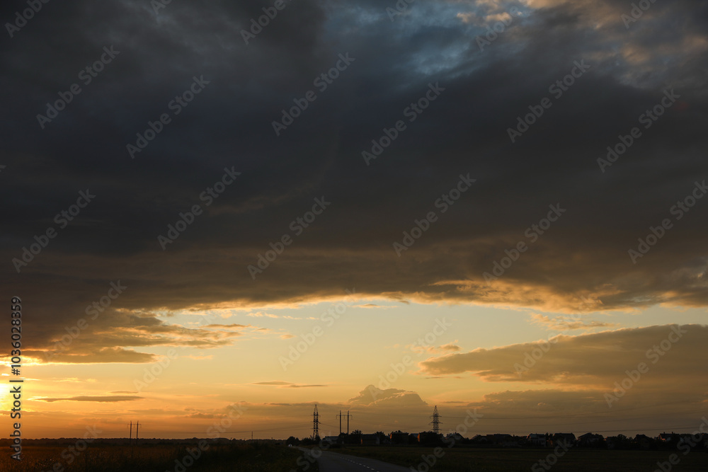 Picturesque view of sky with clouds on sunset Picturesque view of sky with clouds on sunset