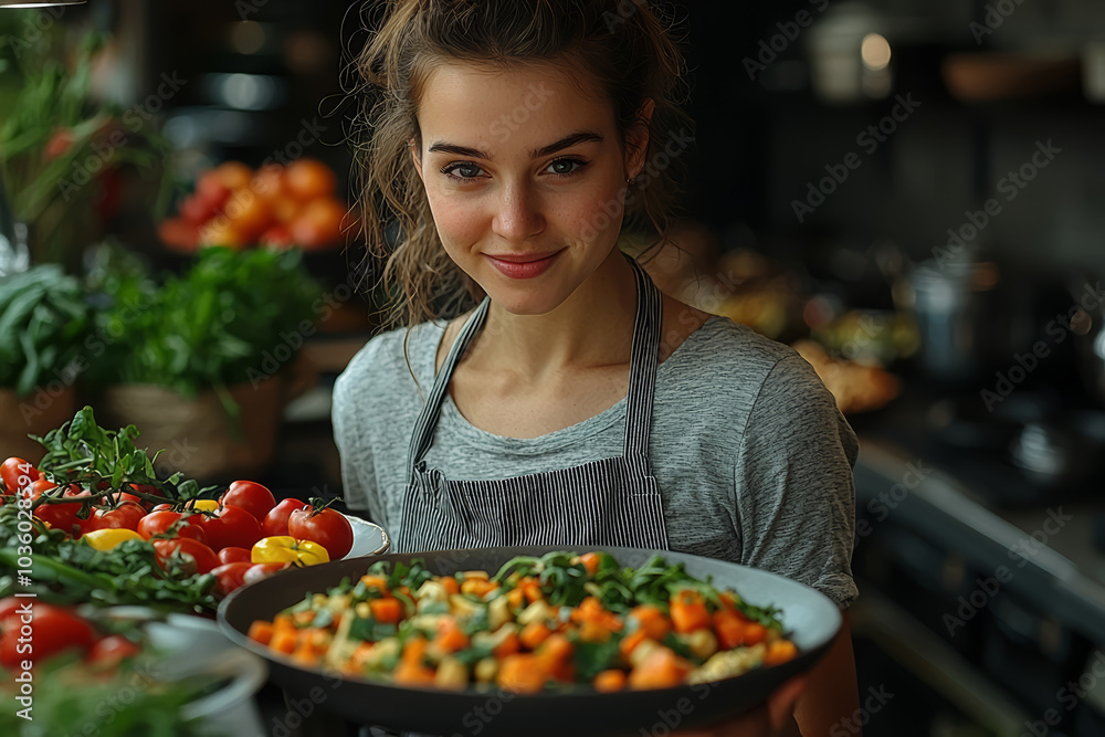 A person taking time to prepare a home-cooked meal from scratch, appreciating the process. Concept of slow living. A person taking time to prepare a home-cooked meal from scratch, appreciating the process. Concept of slow living.
