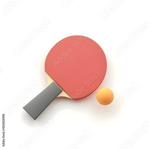 Ping Pong Paddle with Orange Ball
 photo