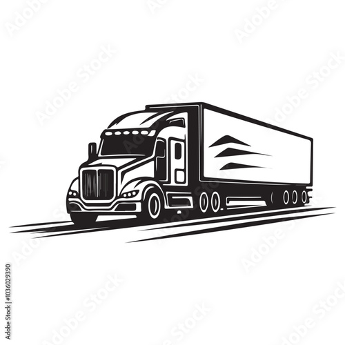 Delivery truck logo design template, Transportation vehicle emblem, Truck isolated on white background