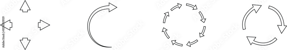 Set of Recycle Fill icons. An arrow that revolve endlessly Reuse concept Recycled. Rounded angles. Ecology, Bio rotation arrows symbols Signs vector collection isolated on transparent background Set of Recycle Fill icons. An arrow that revolve endlessly Reuse concept Recycled. Rounded angles. Ecology, Bio rotation arrows symbols Signs vector collection isolated on transparent background
