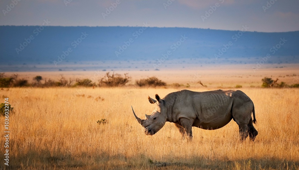 Fototapeta premium rhino at sunset