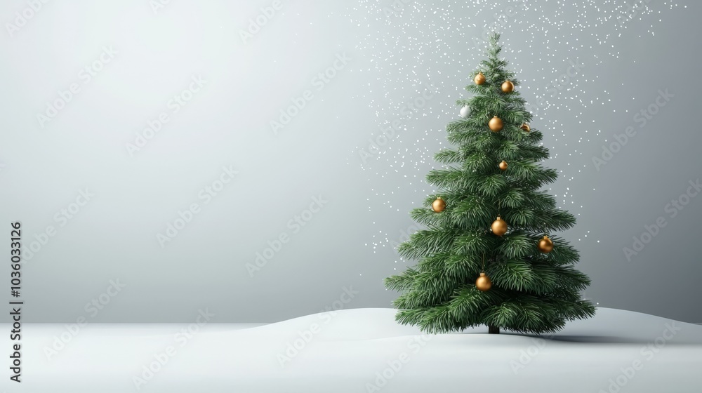A serene, decorated Christmas tree stands amid soft snowflakes, embodying the festive spirit of the holiday season. A serene, decorated Christmas tree stands amid soft snowflakes, embodying the festive spirit of the holiday season.