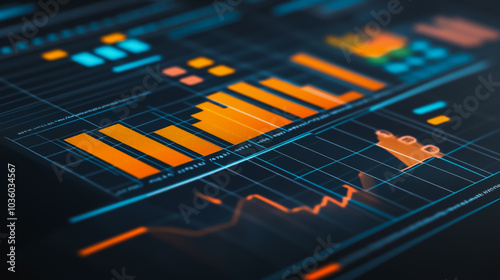 Abstract business network  and charts and graphs with statistics to innovative analyze business potential and forecast future development of companies growth.