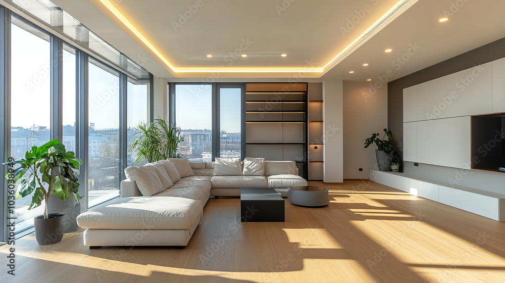 Fototapeta premium Modern interior of spacious apartment