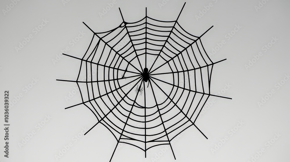 Obraz premium black-web-with-a-spider-on-a-white
