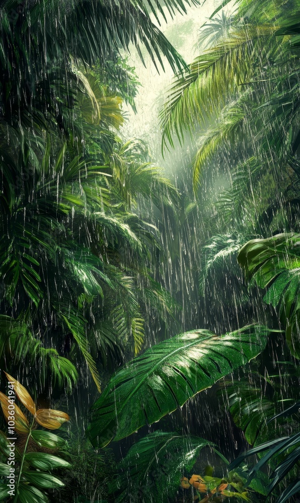 Tropical rainforest with heavy rain. Tropical rainforest with heavy rain.