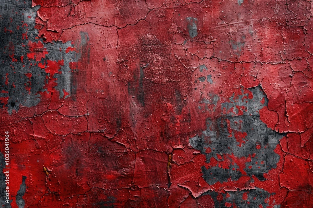 Obraz premium Abstract red paint grunge background on weathered wall.