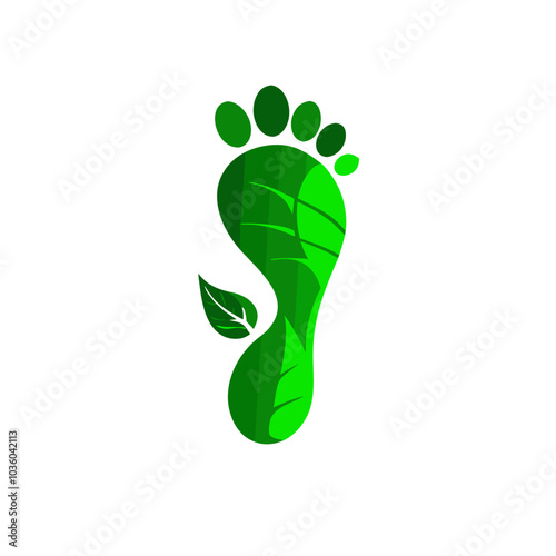 Green footprint design featuring leaves, symbolizing eco-friendliness and sustainability