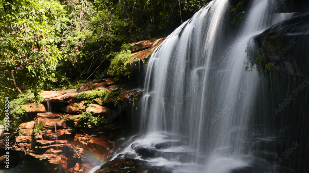 Fototapeta premium The stunning beauty of Bendao Baglai Waterfall located in Samparidisa village, Haflong, Dima Hasao