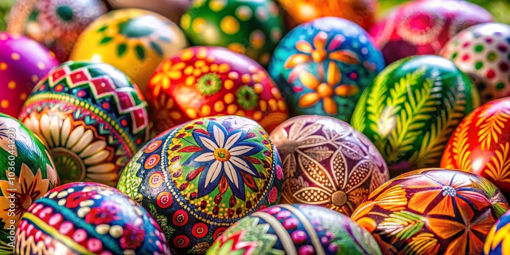 A Close-up of Colorful Painted Easter Eggs, Easter, Spring, Celebration A Close-up of Colorful Painted Easter Eggs, Easter, Spring, Celebration