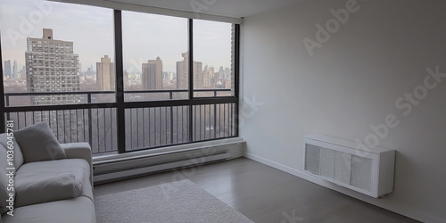 A white plastic HVAC vent on the wall of the apartment. Natural ventilation system in an apartment building photo