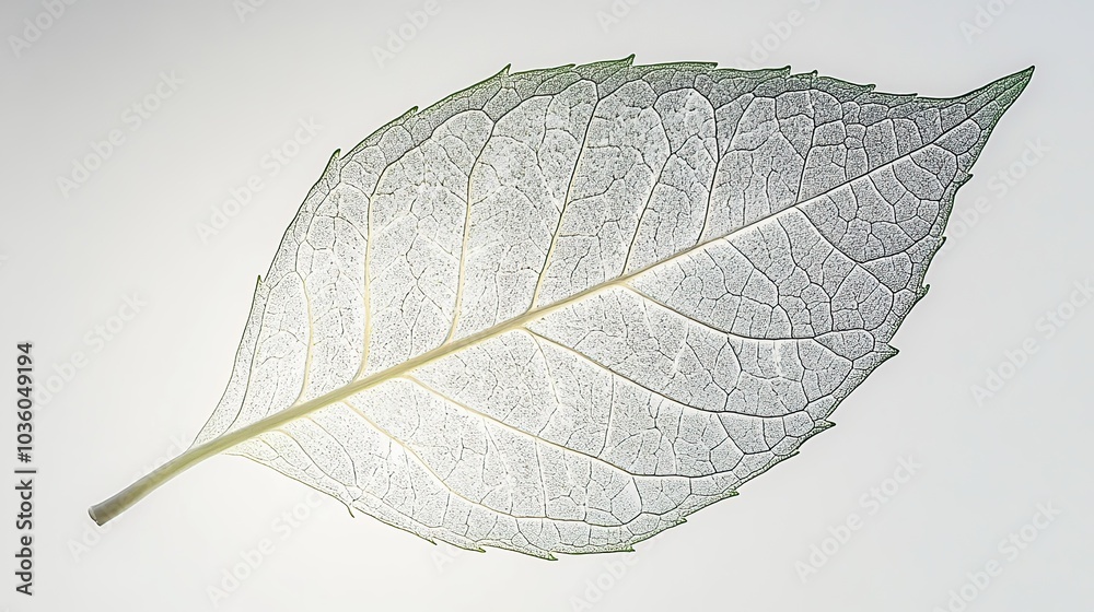 Obraz premium Translucent leaf showcasing intricate vein structure.