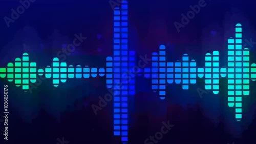 A dynamic abstract equalizer background animation with pulsating waves and rhythmic bars, perfect for music visuals, audio projects, and modern digital designs