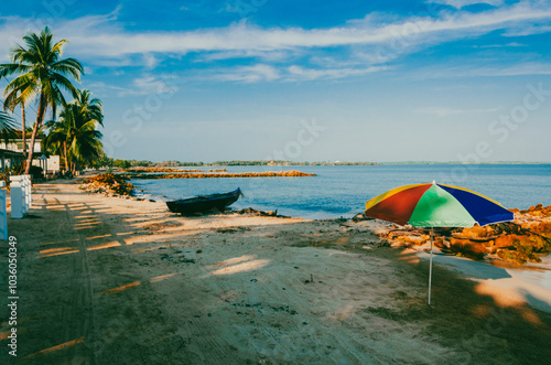 Beautiful beach and summer landscape in San Antero, Colombia photo