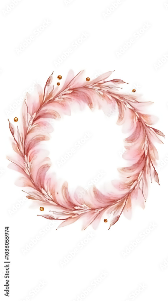 Fototapeta premium soft watercolor wreath features metallic accents festive christmas decoration white background alone