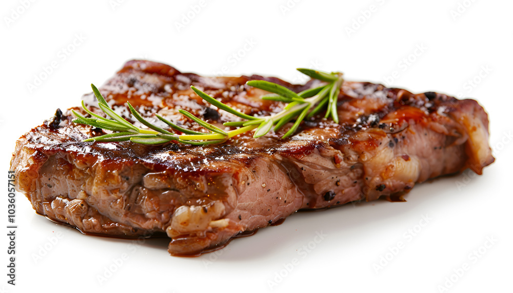 Delicious grilled beef steak isolated on white Delicious grilled beef steak isolated on white