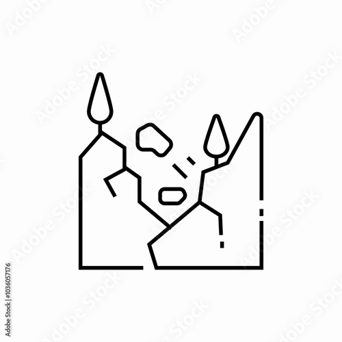 disaster landslide icon sign vector