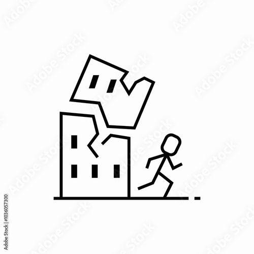 earthquake damage icon sign vector