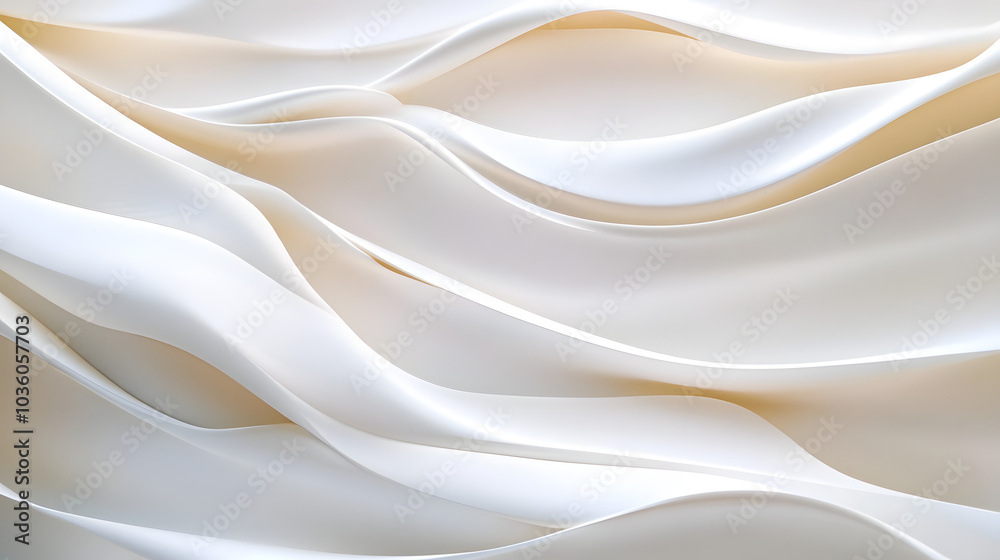 Obraz premium The image is a white background with a series of white lines that resemble waves. The lines are curved and seem to be moving, creating a sense of motion and fluidity