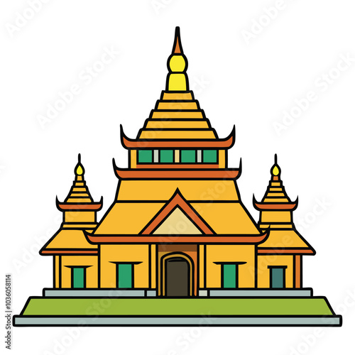 Theravada temple vector illustration. Vector illustration of a temple.