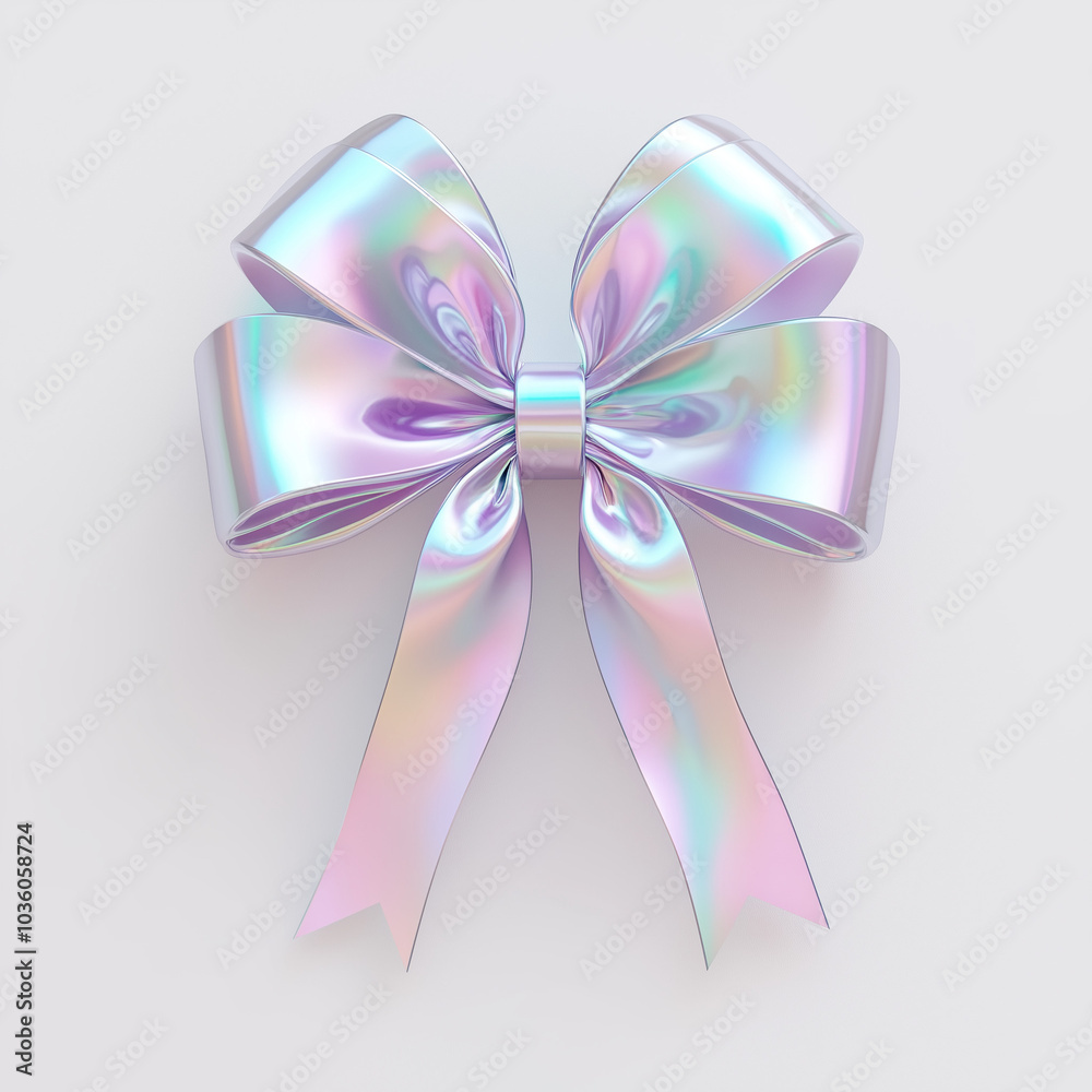 a holographic bow for a gift, beautiful and elegant, beauty in a gift