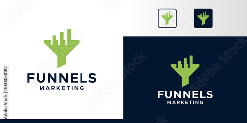 Abstract funnel logo design. Funneling logo with technology modern marketing investment design graphic symbol icon vector.