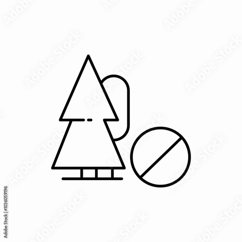tree planting prohibited icon sign vector