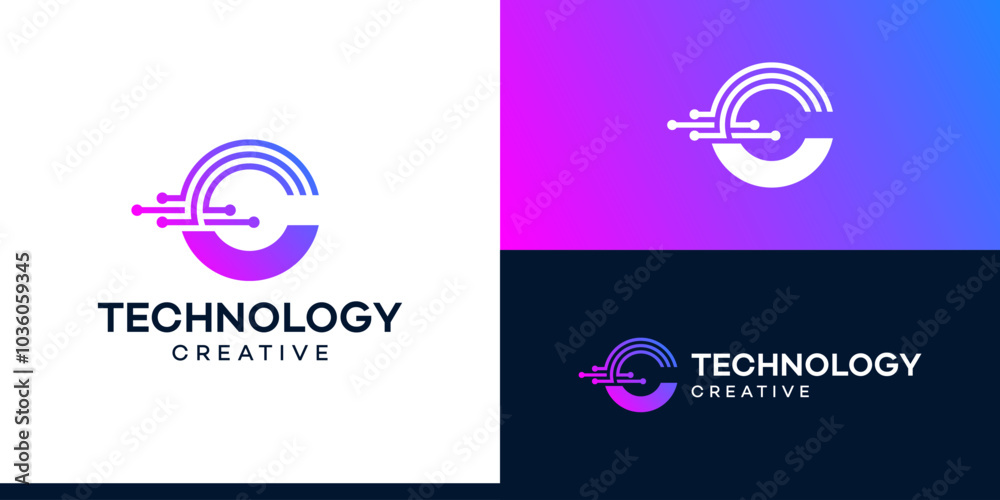Letter C with technology models. Logo design initial C for symbol tech, internet, system, Artificial Intelligence, Blockchain, molecule and system graphic symbol icon vector. Letter C with technology models. Logo design initial C for symbol tech, internet, system, Artificial Intelligence, Blockchain, molecule and system graphic symbol icon vector.