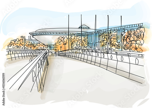 Obraz na płótnie Sport arena in Katowice called Spodek, during the autumn Silesia, Poland - vector illustration w salonie