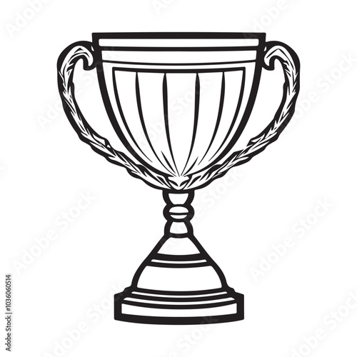 Trophy Cup Vector Isolated On White Background, Award Cup Vector Silhouette