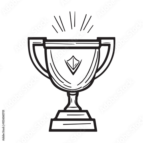 Trophy Cup Vector Isolated On White Background, Award Cup Vector Silhouette