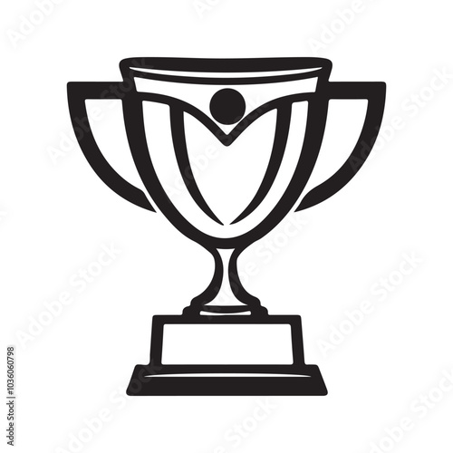 Trophy Cup Vector Isolated On White Background, Award Cup Vector Silhouette