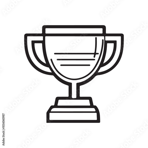 Trophy Cup Vector Isolated On White Background, Award Cup Vector Silhouette